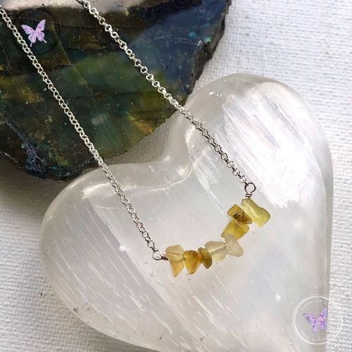 Yellow Opal Chip Bar Necklace